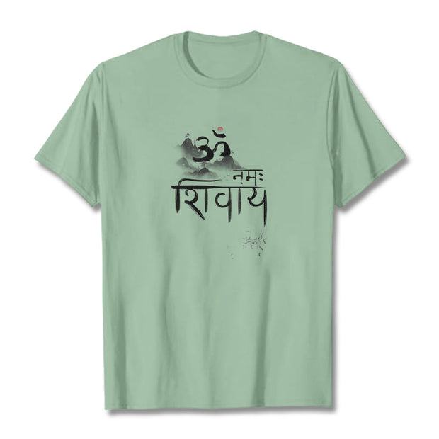 Buddha Stones OM NAMAH SHIVAYA Mountain Cotton Tee T-shirt T-Shirts BS PaleGreen 2XL