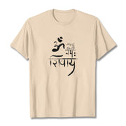 Buddha Stones OM NAMAH SHIVAYA Crane Bamboo Cotton Tee T-shirt T-Shirts BS Bisque 2XL