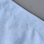 Buddha Stones Men's Long Sleeve Stand Collar With Pocket Pure Color Casual Cotton Linen Shirt - image 18