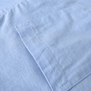 Buddha Stones Men's Long Sleeve Stand Collar With Pocket Pure Color Casual Cotton Linen Shirt - image 19