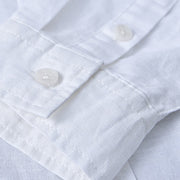 Buddha Stones Men's Long Sleeve Stand Collar With Pocket Pure Color Casual Cotton Linen Shirt - image 8