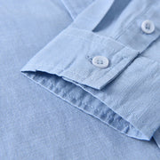 Buddha Stones Men's Long Sleeve Stand Collar With Pocket Pure Color Casual Cotton Linen Shirt - image 14