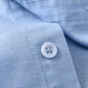 Buddha Stones Men's Long Sleeve Stand Collar With Pocket Pure Color Casual Cotton Linen Shirt - image 21