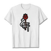 Buddha Stones OM NAMAH SHIVAYA Red Trident Profile Cotton Tee T-shirt