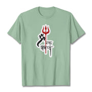 Buddha Stones OM NAMAH SHIVAYA Red Trident Profile Cotton Tee T-shirt T-Shirts BS PaleGreen 2XL