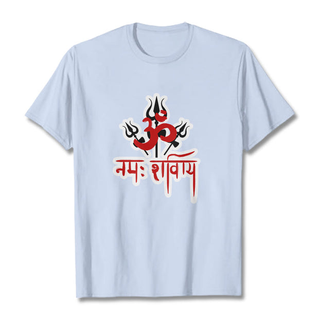 Buddha Stones OM NAMAH SHIVAYA Three Tridents Cotton Tee T-shirt T-Shirts BS LightCyan 2XL