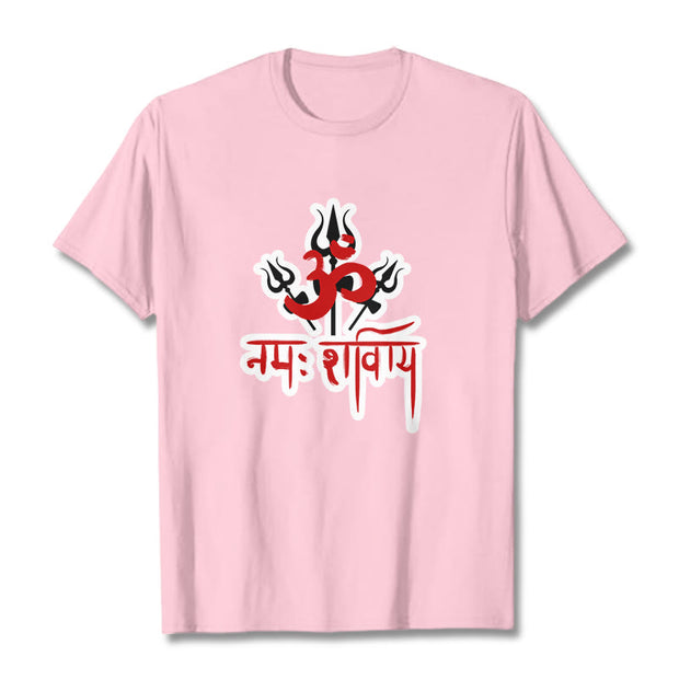 Buddha Stones OM NAMAH SHIVAYA Three Tridents Cotton Tee T-shirt