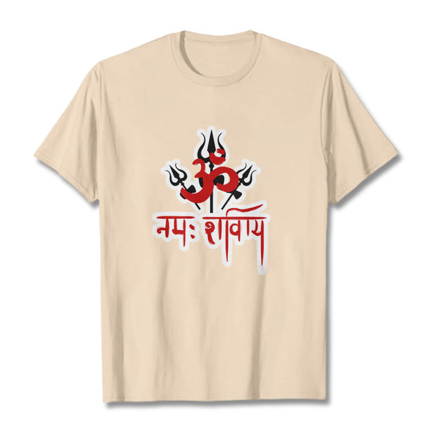 Buddha Stones OM NAMAH SHIVAYA Three Tridents Cotton Tee T-shirt