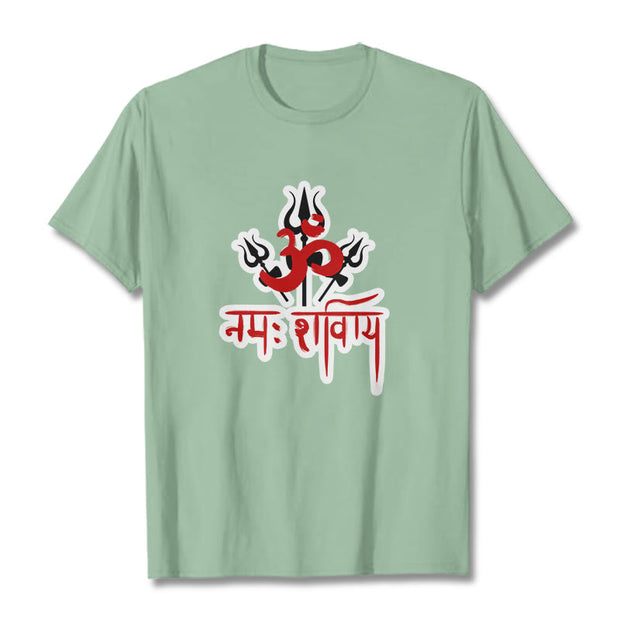 Buddha Stones OM NAMAH SHIVAYA Three Tridents Cotton Tee T-shirt T-Shirts BS PaleGreen 2XL