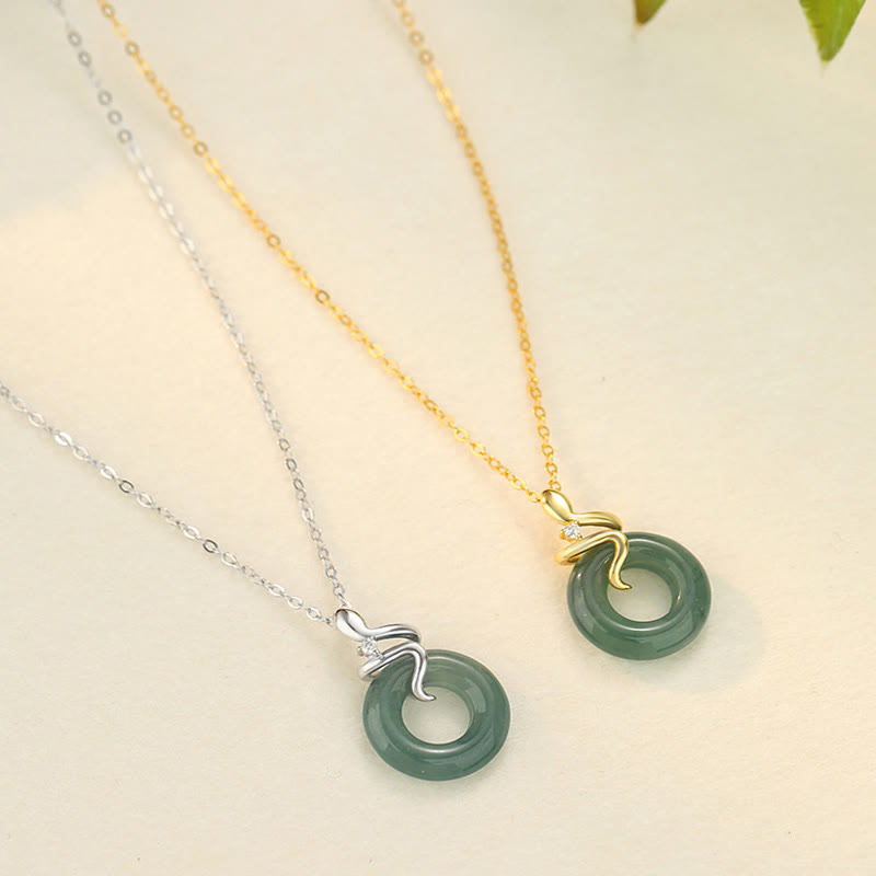 Buddha Stones 925 Sterling Silver 18K Gold Jade Peace Buckle