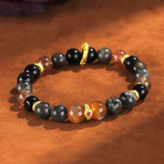 Buddha Stones Sun Stone Lava Rock Positive Bracelet Bracelet BS Inner Diameter 53mm (Wrist Circumference 14-15cm)