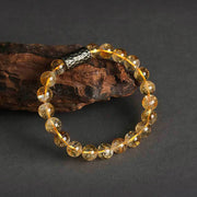 Buddha Stones Citrine Sandalwood Bodhi Seed Protection Double Wrap Bracelet Bracelet BS Citrine (Wrist Circumference 14-16cm)