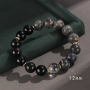 Buddha Stones 925 Sterling Silver Black Onyx Gold Sheen Obsidian Lava Rock Tiger Eye Six True Words Wealth Protection Bracelet Bracelet BS Black Onyx (Wrist Circumference 14-16cm)