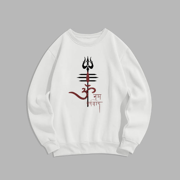 Buddha Stones OM NAMAH SHIVAYA Trident Fleece Lined Polyester Sweatshirt