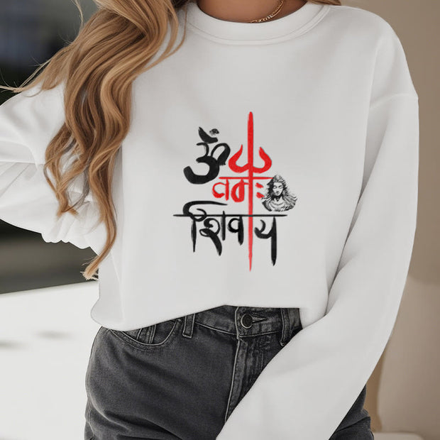 Buddha Stones OM NAMAH SHIVAYA Red Trident Fleece Lined Polyester Sweatshirt