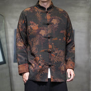 Buddha Stones Frog-Button Chinese Tang Suit Long Shirt Cotton Men Jacket Clothing Men's Jacket Shirt BS 8