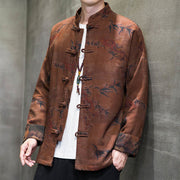 Buddha Stones Frog-Button Chinese Tang Suit Long Shirt Cotton Men Jacket Clothing Men's Jacket Shirt BS 10