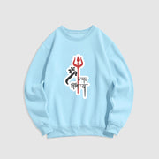 Buddha Stones OM NAMAH SHIVAYA Red Trident Profile Fleece Lined Polyester Sweatshirt