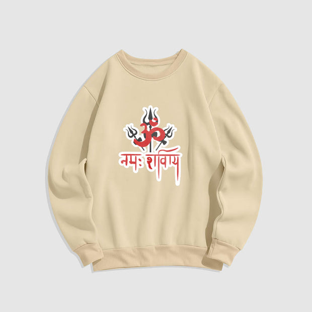 Buddha Stones OM NAMAH SHIVAYA Three Tridents Fleece Lined Polyester Sweatshirt