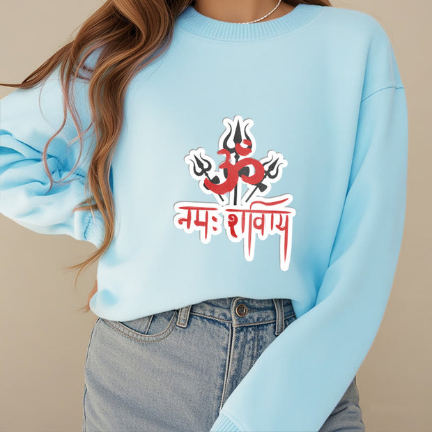 Buddha Stones OM NAMAH SHIVAYA Three Tridents Fleece Lined Polyester Sweatshirt