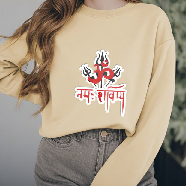 Buddha Stones OM NAMAH SHIVAYA Three Tridents Fleece Lined Polyester Sweatshirt