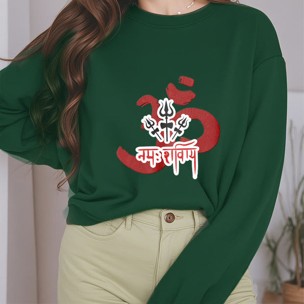 Buddha Stones OM NAMAH SHIVAYA Three Small Tridents Fleece Lined Polyester Sweatshirt