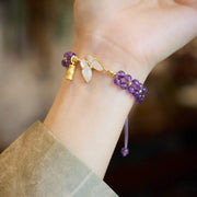 Buddha Stones Amethyst Butterfly Bamboo Balance Relieves Stress Braided String Bracelet Bracelet BS 4