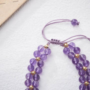 Buddha Stones Amethyst Butterfly Bamboo Balance Relieves Stress Braided String Bracelet Bracelet BS 3