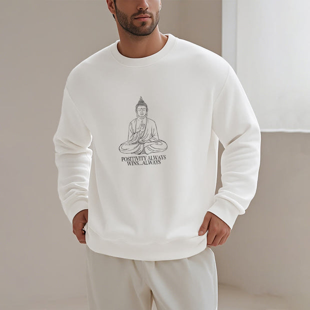 Buddha Stones Positivity Always Wins Fleece Lined Polyester Sweatshirt