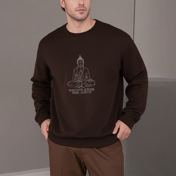 Buddha Stones Positivity Always Wins Fleece Lined Polyester Sweatshirt