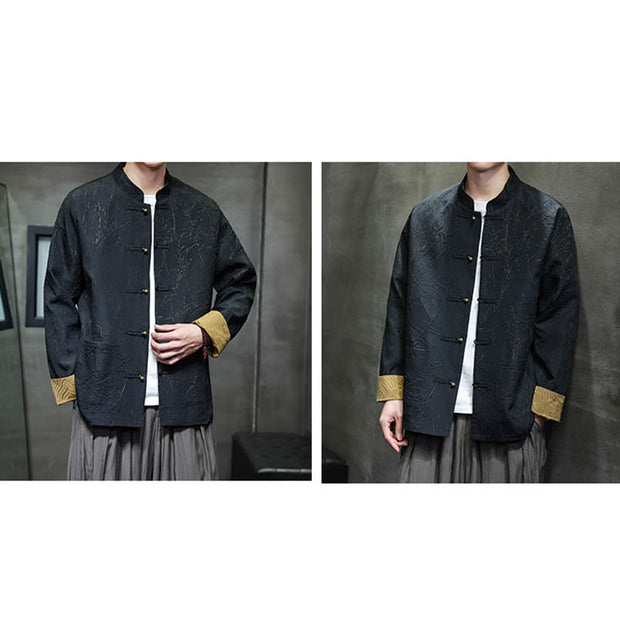 Buddha Stones Tang Suit Casual Frog-button Long Sleeve Nylon Men's Jacket Shirt Clothing (Extra 30% Off | USE CODE: FS30) - image 7