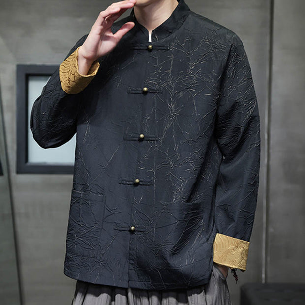 Buddha Stones Tang Suit Casual Frog-button Long Sleeve Nylon Men's Jacket Shirt Clothing (Extra 30% Off | USE CODE: FS30) - image 3