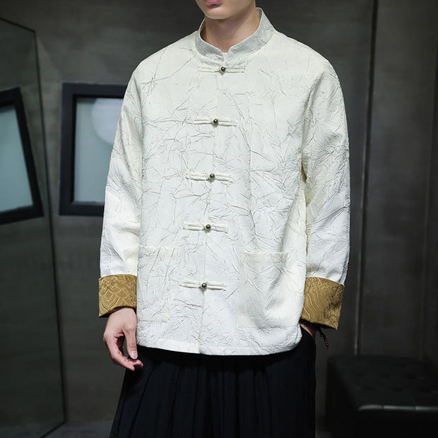 Buddha Stones Tang Suit Casual Frog-button Long Sleeve Nylon Men's Jacket Shirt Clothing (Extra 30% Off | USE CODE: FS30) - image 12