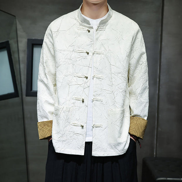 Buddha Stones Tang Suit Casual Frog-button Long Sleeve Nylon Men's Jacket Shirt Clothing (Extra 30% Off | USE CODE: FS30) - image 13