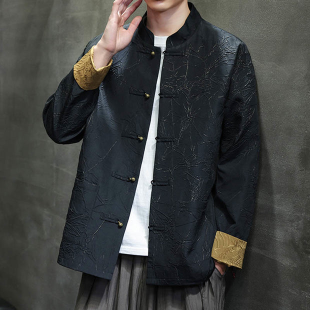 Buddha Stones Tang Suit Casual Frog-button Long Sleeve Nylon Men's Jacket Shirt Clothing (Extra 30% Off | USE CODE: FS30) - image 5