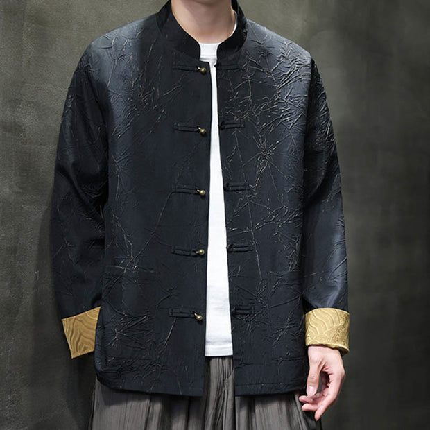 Buddha Stones Tang Suit Casual Frog-button Long Sleeve Nylon Men's Jacket Shirt Clothing (Extra 30% Off | USE CODE: FS30) - image 6