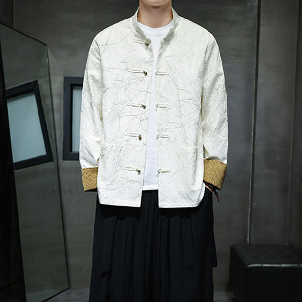 Buddha Stones Tang Suit Casual Frog-button Long Sleeve Nylon Men's Jacket Shirt Clothing (Extra 30% Off | USE CODE: FS30) - image 9