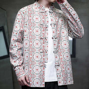 Buddha Stones Casual Frog-button Flower Cotton Men's Jacket Shirt Clothing