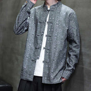 Buddha Stones Casual Frog-button Flower Cotton Men's Jacket Shirt Clothing Men's Jacket Shirt BS 6