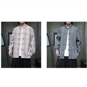 Buddha Stones Casual Frog-button Flower Cotton Men's Jacket Shirt Clothing Men's Jacket Shirt BS 22