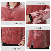 Buddha Stones Embroider Dragon Casual Frog-button Cotton Men's Jacket Shirt Clothing