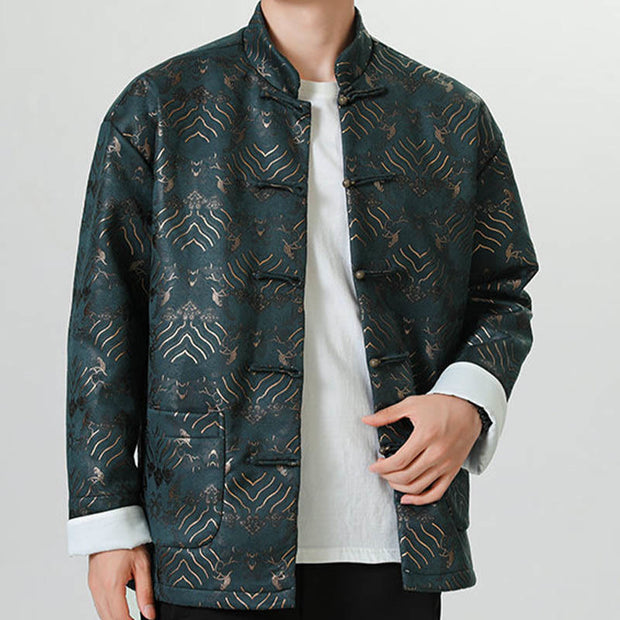 Buddha Stones Frog-Button Chinese Tang Suit Wave Shape Long Shirt Men Jacket Clothing (Extra 30% Off | USE CODE: FS30) - image 14