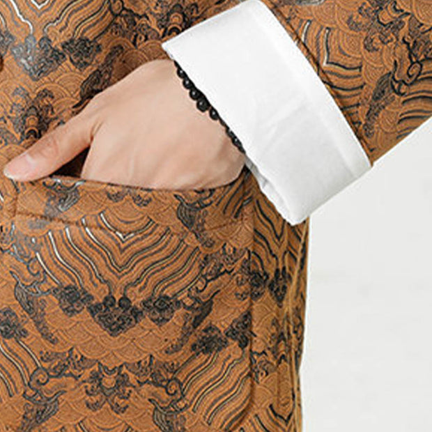 Buddha Stones Frog-Button Chinese Tang Suit Wave Shape Long Shirt Men Jacket Clothing (Extra 30% Off | USE CODE: FS30) - image 27