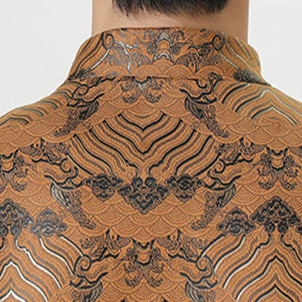 Buddha Stones Frog-Button Chinese Tang Suit Wave Shape Long Shirt Men Jacket Clothing (Extra 30% Off | USE CODE: FS30) - image 24