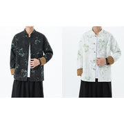 Buddha Stones Printing Bamboo Casual Frog-button Spandex Men's Jacket Shirt Clothing Men's Jacket Shirt BS 24