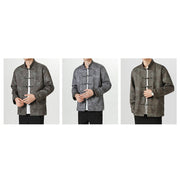 Buddha Stones Casual Suede Python Pattern Frog-button Cotton Men's Jacket Shirt Clothing Men's Jacket Shirt BS 19