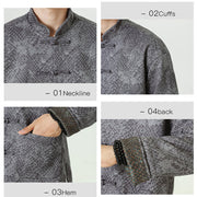 Buddha Stones Casual Suede Python Pattern Frog-button Cotton Men's Jacket Shirt Clothing