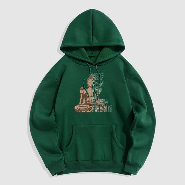 Buddha Stones Keep Calm And Let Karma Finish It Buddha Polyester Hoodie