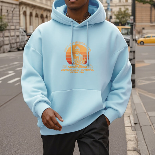 Buddha Stones Never Stop Believing In Hope Buddha Polyester Hoodie