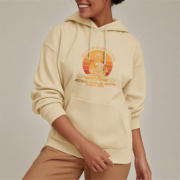 Buddha Stones Never Stop Believing In Hope Buddha Polyester Fleece Lined Hoodie